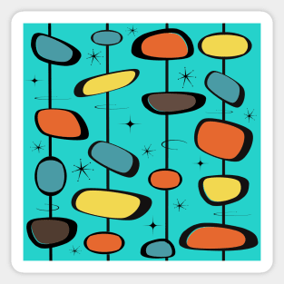 Mid Century Modern Teal Pattern Starburst Sticker